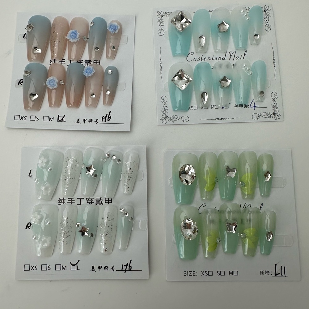 Handmade press on nails bundle of four sets size large